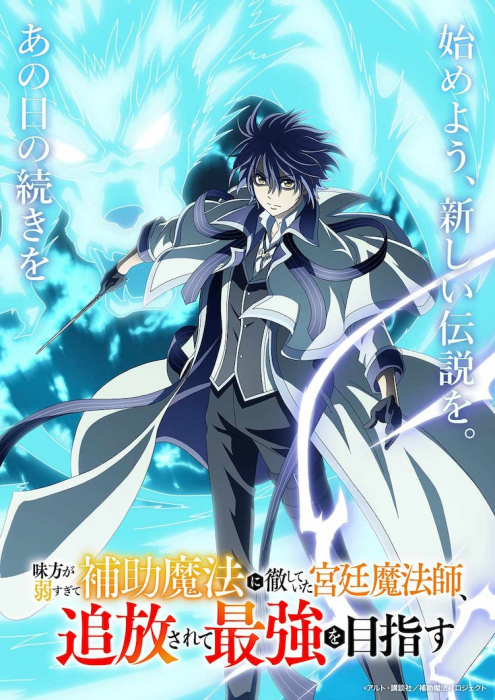 Придворный маг, пользовавшийся лишь магией поддержки, потому что его союзники слишком слабы, решил стать сильнейшим после изгнания / Mikata ga Yowasugite Hojo Mahou ni Tesshiteita Kyuutei Mahoushi, Tsuihou sarete Saikyou wo Mezashimasu